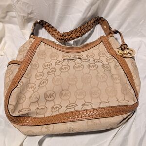 Michael Kors Beige/Khaki Signature Canvas Hobo Bag